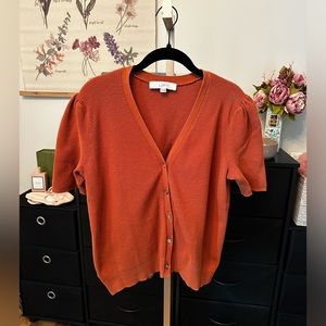 LOFT  brown balloon short sleeve cardigan. Size Large. Perfect condition.